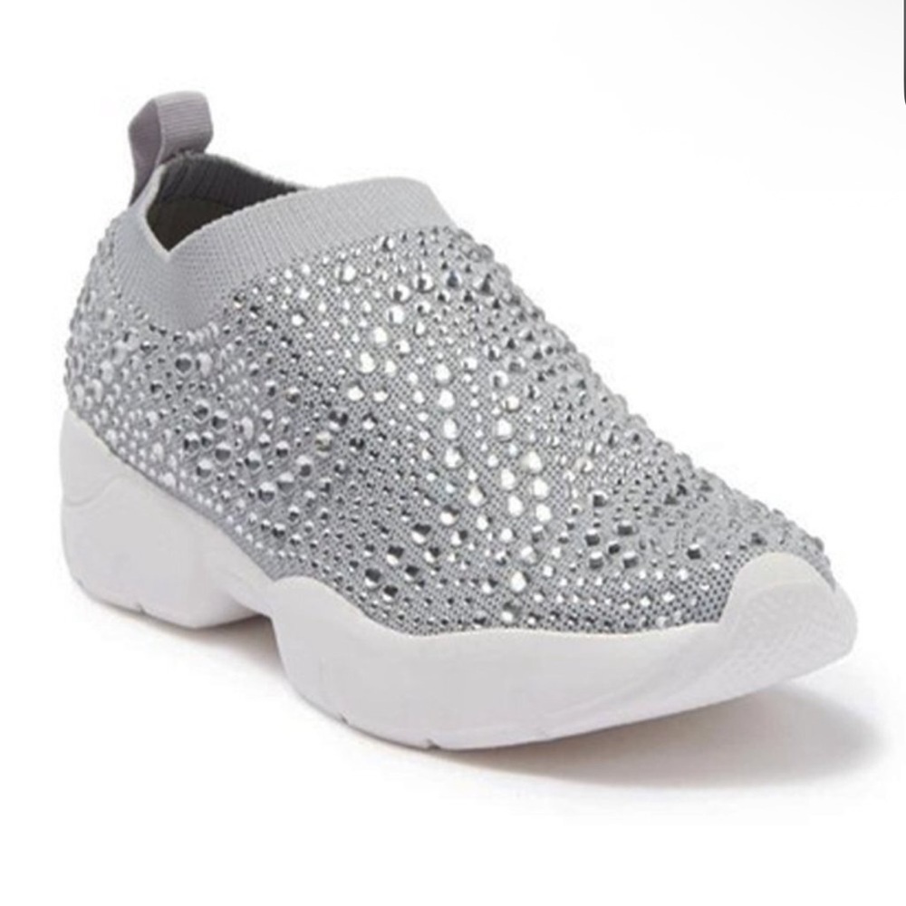 Lauren Lorraine Carry Silver Rhinestone Slip-On Sneakers | Size 7.5 | New in Box